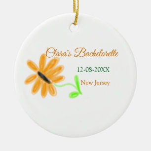Bachelorette party add name date place sunflower  ceramic tree decoration