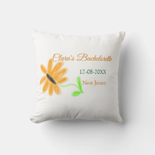 Bachelorette party add name date place sunflower  cushion