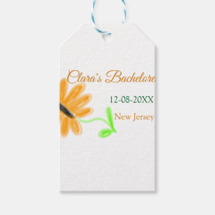 Bachelorette party add name date place sunflower gift tags