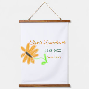 Bachelorette party add name date place sunflower hanging tapestry