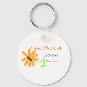 Bachelorette party add name date place sunflower  key ring