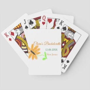 Bachelorette party add name date place sunflower  playing cards