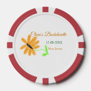 Bachelorette party add name date place sunflower poker chips