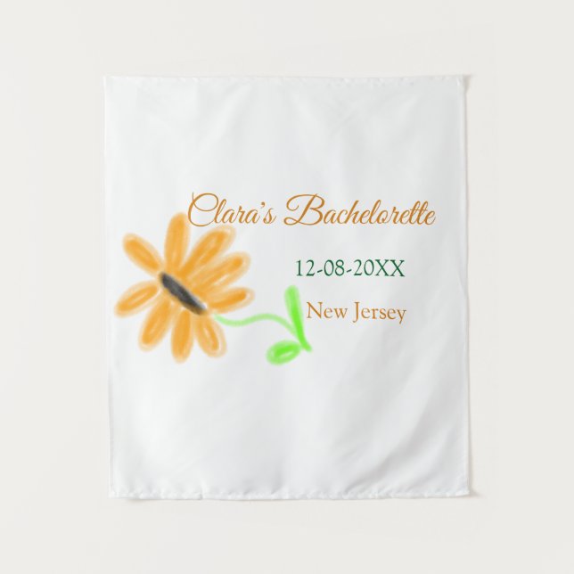 Bachelorette party add name date place sunflower  tapestry (Front)