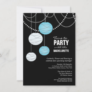 Bachelorette Party Aqua Blue Paper Lanterns Invite