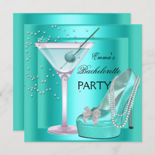 Bachelorette Party Aqua Teal Blue Turquoise Shoes Invitation