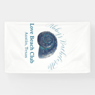 Bachelorette party beach club blue sea shell name  banner