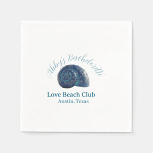 Bachelorette party beach club blue sea shell name  napkin