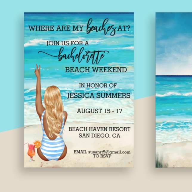 Bachelorette Party Beach Vacation Seascape  Invitation (Creator Uploaded)