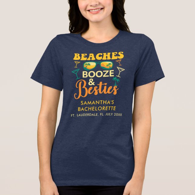 Bachelorette Party Beaches Booze Besties Matching Tri-Blend Shirt (Front)