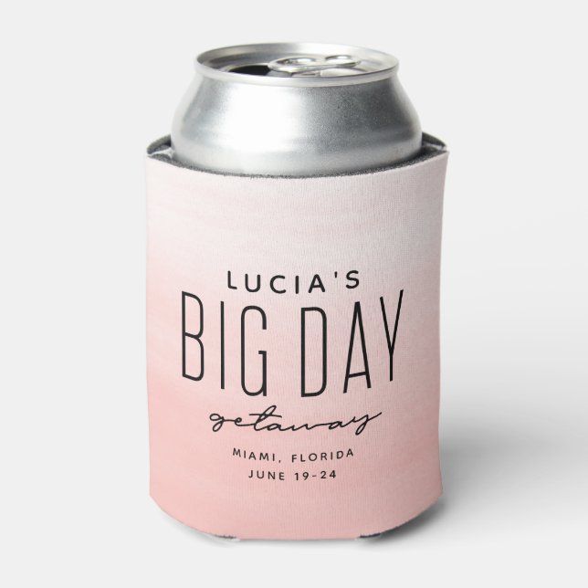 Bachelorette party big day getaway coral can cooler (Can Front)