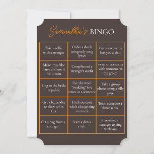 Bachelorette Party Bingo Game Fun Bridal Shower Invitation
