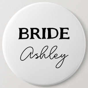 Bachelorette Party Black And White Bride Name 6 Cm Round Badge