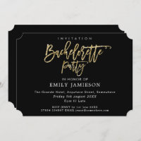 Bachelorette Party Black Gold Script Typography