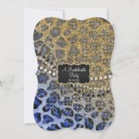 Bachelorette Party Blue Gold Leopard Animal Print