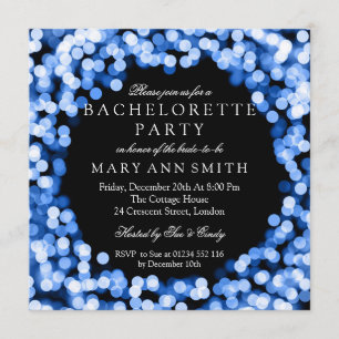 Bachelorette Party Blue Sparkly Lights Invitation