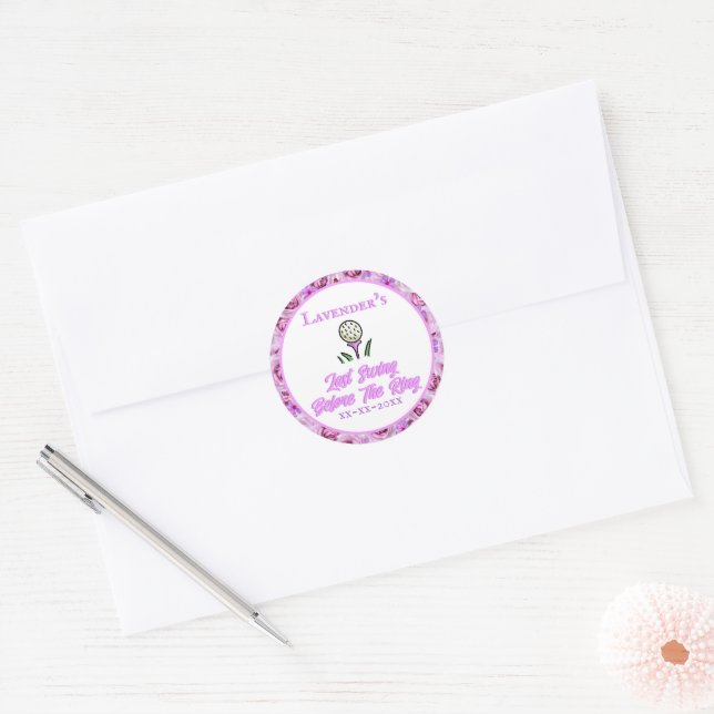 Bachelorette Party, Bridal Shower Lavender Purple Classic Round Sticker (Envelope)
