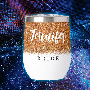 Bachelorette party Bride Dark Gold Wine Tumbler