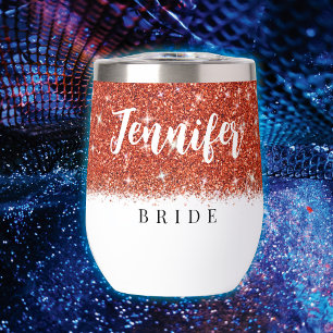 Bachelorette party Bride Red Glitter Wine Tumbler