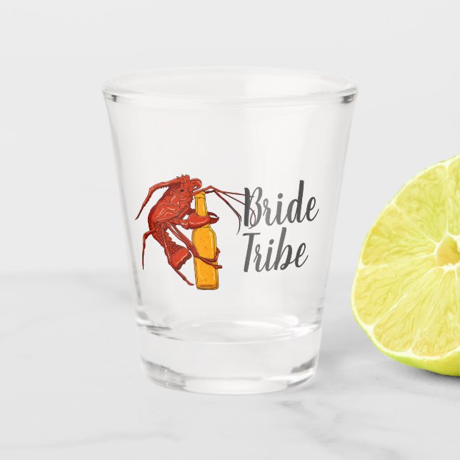 Bachelorette Party Bride Tribe Lobster Custom Shot Glass (Front)