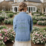Bachelorette Party Bridesmaid Bridal Wedding Denim Jacket<br><div class="desc">This denim jacket is not just a piece of clothing; it's a personalised keepsake that adds a touch of edgy charm to your bridal party. Featuring customisable elements, you can personalise it with the bridesmaid's name or a special message, making it a unique and cherished part of your wedding celebration....</div>