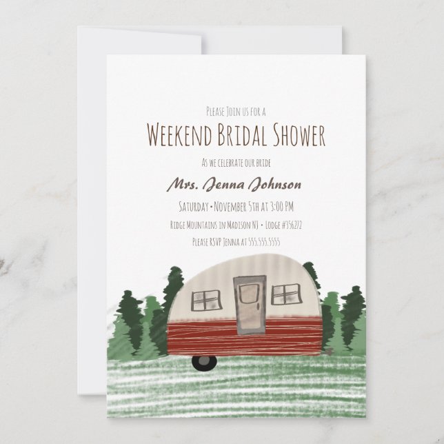 Bachelorette Party Camper Mountains Weekend Invitation (Front)