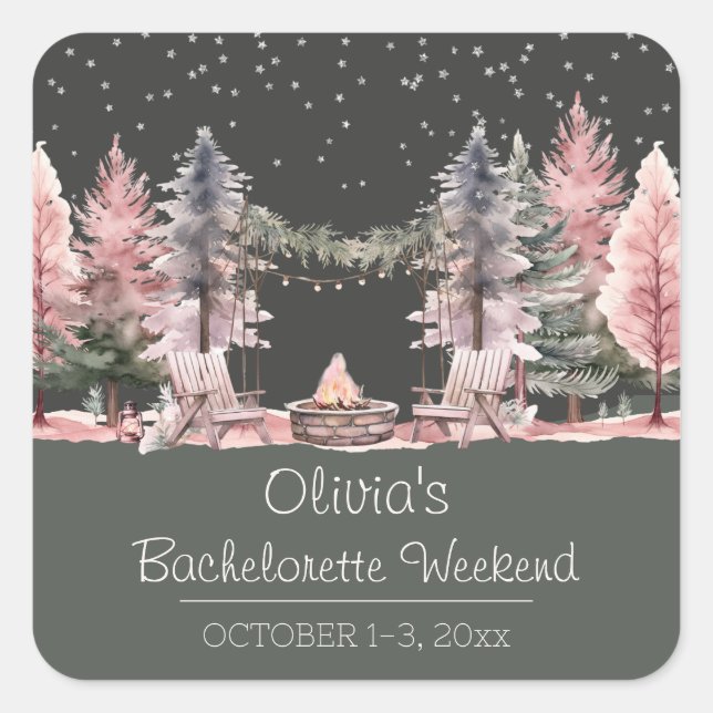 Bachelorette Party Camping Weekend  Square Sticker (Front)