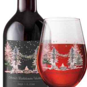 Bachelorette Party Camping Weekend  Stemless Wine Glass