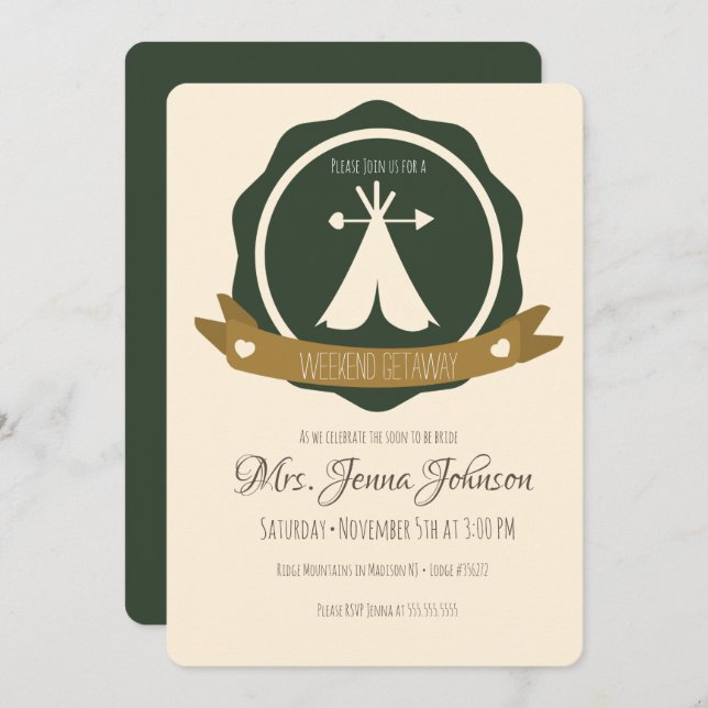 Bachelorette Party Camping Weekend Tent Badge Invitation (Front/Back)
