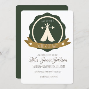 Bachelorette Party Camping Weekend Tent Badge Invitation