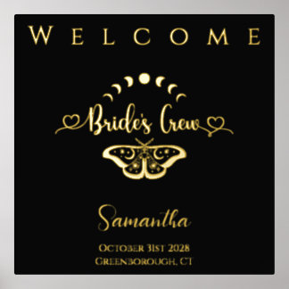 Bachelorette party celestial gothic Real Gold Foil Prints