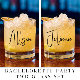 Bachelorette Party Chic Script Wedding Whiskey Glass