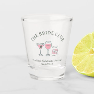 Bachelorette Party Cocktail Social Club Pink Green Shot Glass