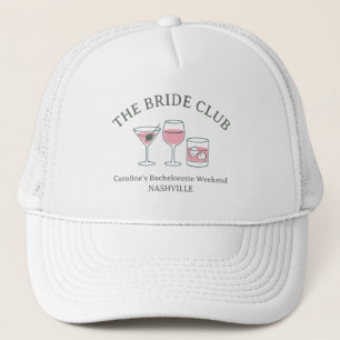 Bachelorette Party Cocktail Social Club Pink Green Trucker Hat