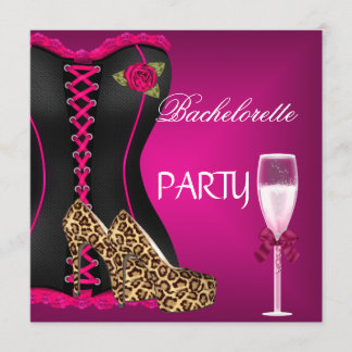 Bachelorette Party Corset Black Pink Shoes Invitation
