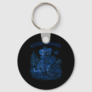 Bachelorette Party Cowboy Cowgirl Getting Meowied Key Ring