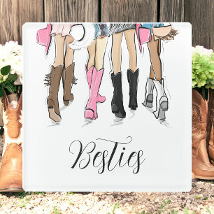 Bachelorette Party Cowgirl Besties Favour Glass Coaster