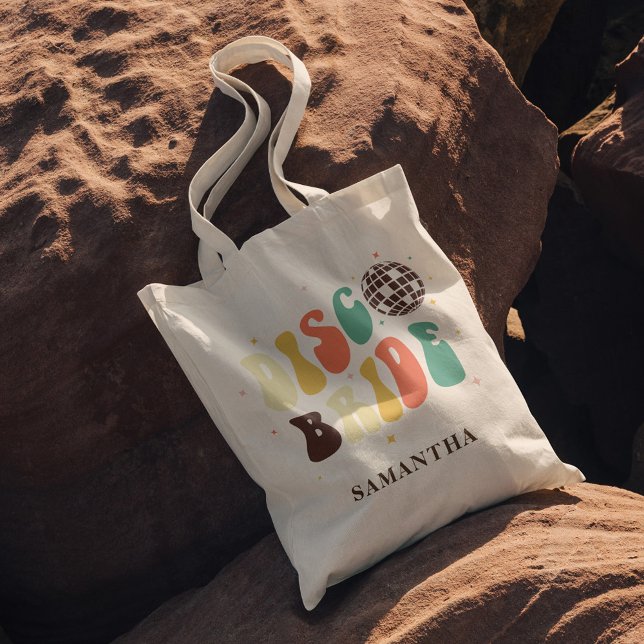 Bachelorette Party Disco Bride Personalized Name Tote Bag (Disco Bride Personalized Bachelorette Party Tote Bag)