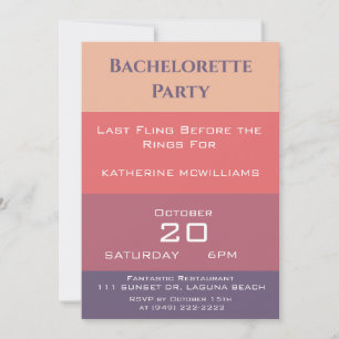 Bachelorette Party-Fall Coloured Stripes- Invitation
