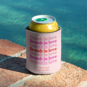 Bachelorette Party Favour Drunk in Love Pink Can Cooler