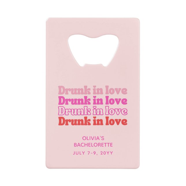 Bachelorette Party Favour Drunk in Love Pink Retro (Front)