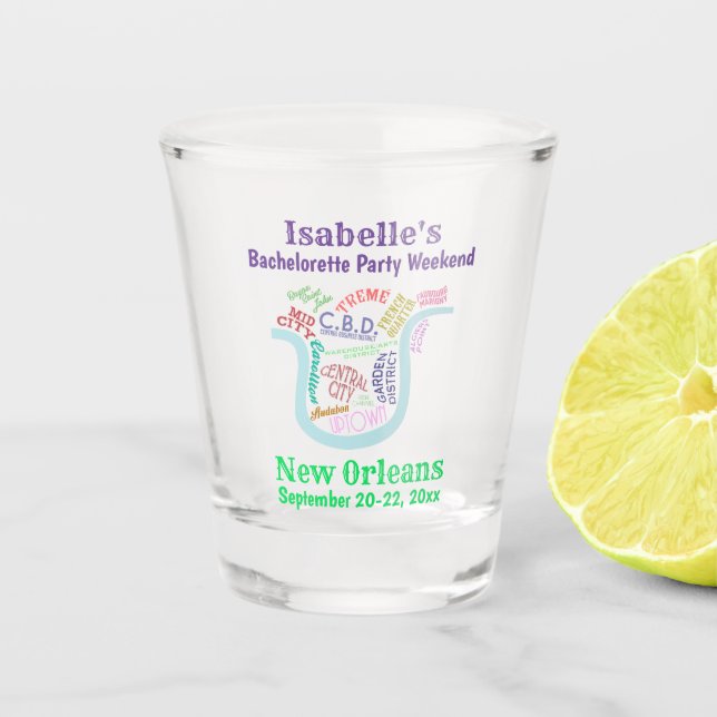 Bachelorette Party Favour New Orleans Girls Trip Shot Glass (Front)