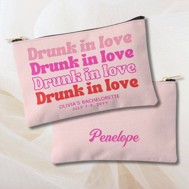 Bachelorette Party Favour Personalised Pink Accessory Pouch (Bachelorette Party Favor Personalized Pink Makeup Accessory Pouch
)