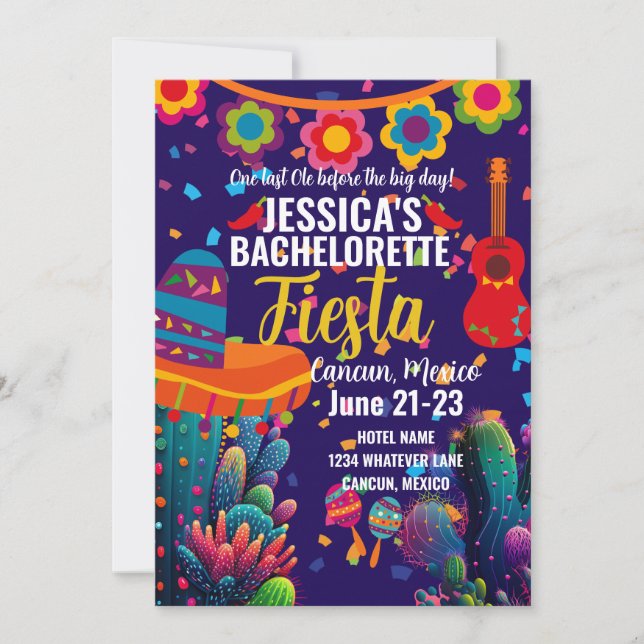 Bachelorette Party Fiesta Custom Invitation (Front)