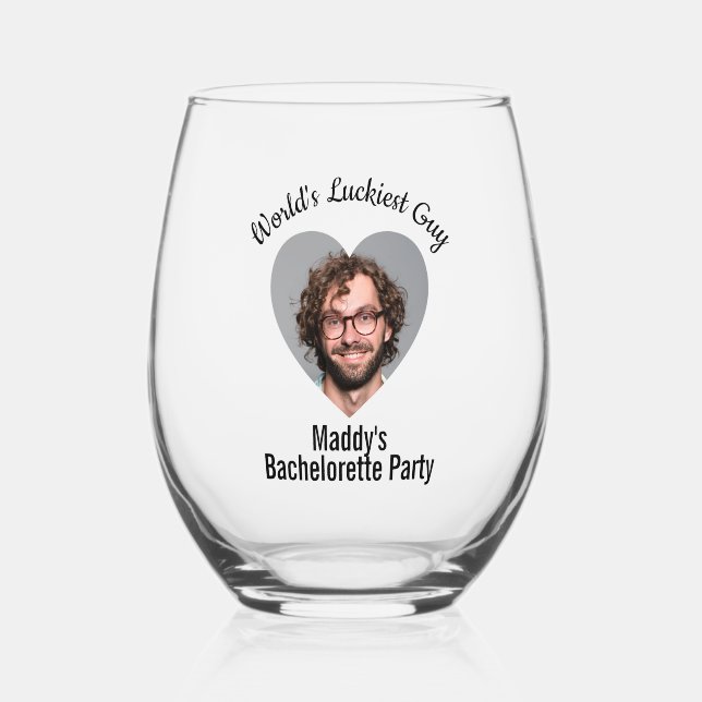 Bachelorette Party Fun Personalised Groom Face  Stemless Wine Glass (Front)