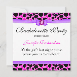 Bachelorette Party Funky Diva Leopard Pink Invitation