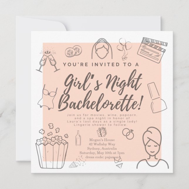 Bachelorette Party Girls Night Shower Invitation (Front)