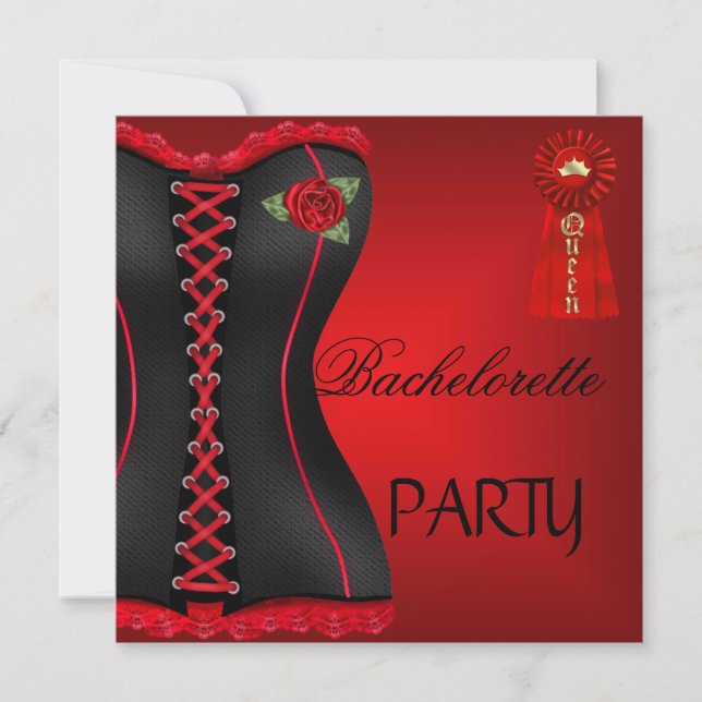 Bachelorette Party Gold Black Red Corset Invitation (Front)