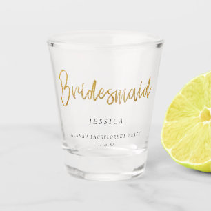 Bachelorette Party Gold Glitter Bridesmaid  Shot Glass