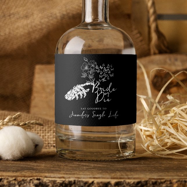 Bachelorette Party Gothic Floral Bride or Die  Sparkling Wine Label (Creator Uploaded)